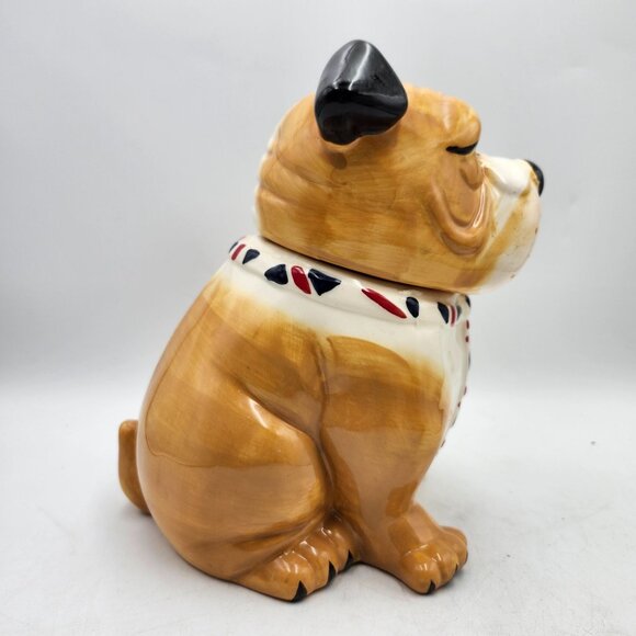 Hannington British Bulldog Ceramic Cookie Dog Biscuit Treats Jar Union Jack Neck - Picture 4 of 10